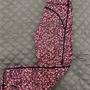 Zella Girl Pink and Black Floral Leggings
